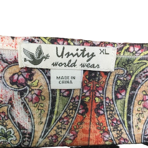 Unity Paisley Colorful Artsy Top size XL Orange - Picture 3 of 3
